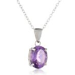 Sterling Silver and Amethyst Pendant Necklace, 18