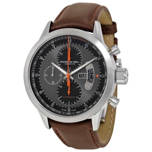RAYMOND WEIL Freelancer Grey and Black Dial Brown Leather Men's Watch Item No. 7745-TIC-05609, only $999.00, free shipping after using coupon code 