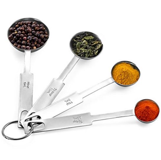Measuring Spoons, X-Chef Best Metal Measuring Teaspoons Stainless Steel for Cooking & Baking - Set of 4 Includes (2.5ml, 5ml, 7.5ml, 15ml) - Engraved in Metric/US Measurements  $6.00