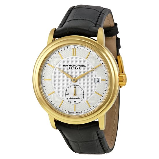 Raymond Weil Maestro Automatic Silver Dial Black Leather Mens Watch RW-2838-PC-65001, only  $475.00, $5.99 shipping