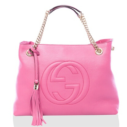 Gucci Soho Leather桃粉色單肩包 特價僅售$1,025