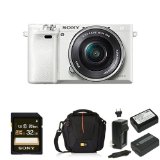 Sony Alpha a6000 Mirrorless Digital Camera with 16-50mm Power Zoom Lens (White) Deluxe Bundle $548 FREE Shipping