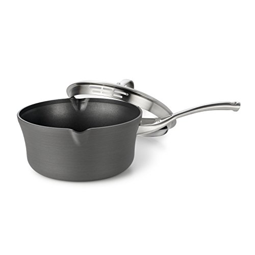 Calphalon Contemporary Hard-Anodized Aluminum Nonstick Cookware, Pour and Strain Sauce Pan, 3 1/2-quart, Black, only $37.49