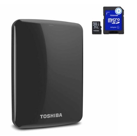 Toshiba 1tb usb 3.0 portable external hard drive with backup software Bundle w/BONUS 16GB USB & 16GB Micro SD,only $45.00