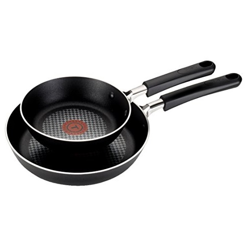 T-fal C085S2 OptiCook Thermo-Spot Titanium Nonstick Dishwasher Safe Oven Safe 8-Inch and 10-Inch Fry Pan Cookware Set, 2-Piece, Black, only $17.09