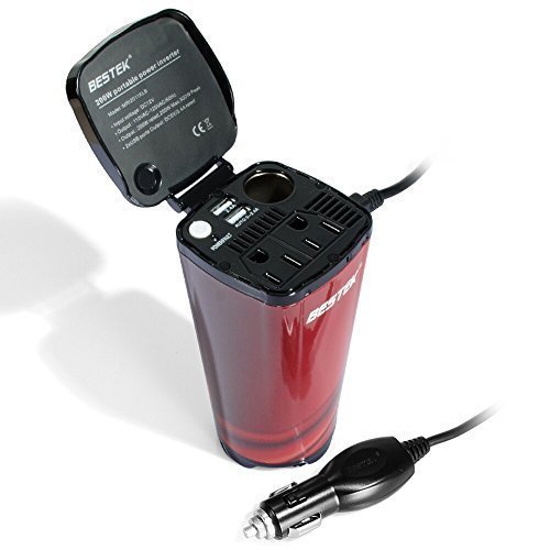 BESTEK 200W Car Cup Power Inverter with 4.5A Dual USB Charging Ports, only $22.39 