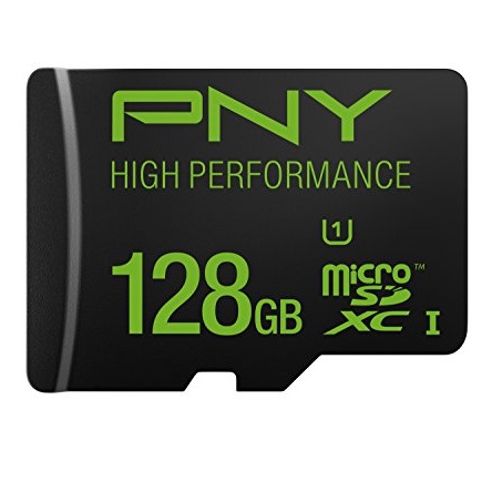 PNY High Performance 128GB High Speed MicroSDXC Class 10 UHS-I, U1 up to 60MB/sec Flash Memory Card (P-SDUX128U160G-GE), only $34.99
