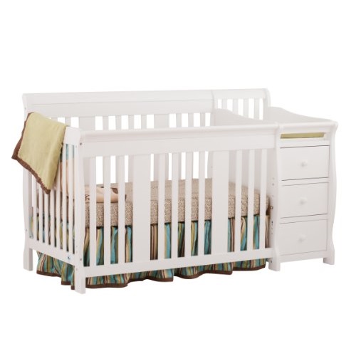 Stork Craft Portofino 4 in 1 Fixed Side Convertible Crib Changer, White, only $241.25, free shipping