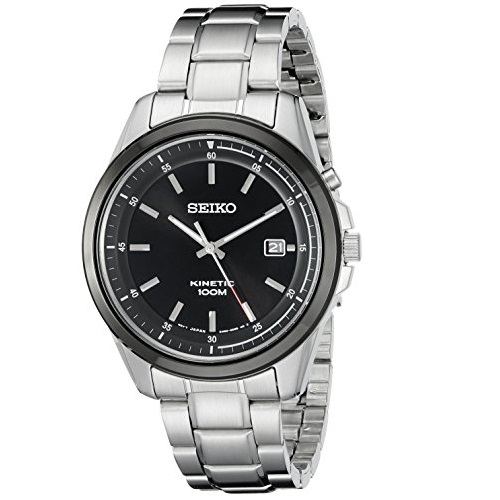 Seiko Men's SKA679 Stainless Steel Bracelet Watch with Black Dial, only $72.97, free shipping