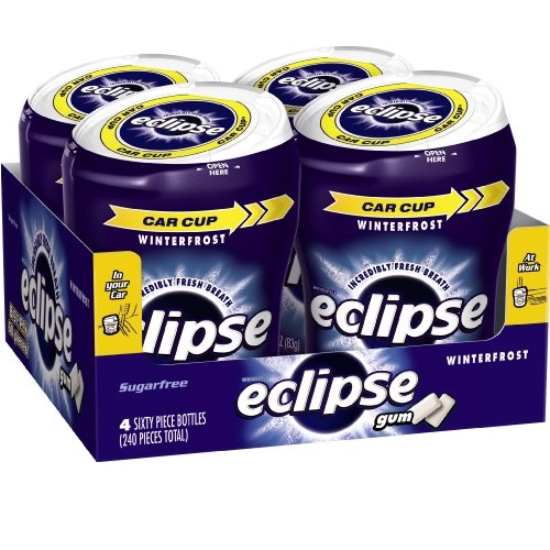 Eclipse Sugar Free Gum, Winterfrost, 60 Piece Big E Bottles (Pack of 4),only $8.29, free shipping after clipping coupon and using SS