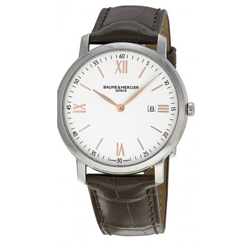 Baume and Mercier Classima Silver Dial Brown Leather Men's Watch, only $595.00, free shipping after using coupon code