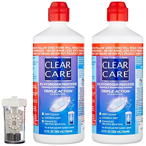 Clear Care Cleaning & Disinfecting Solution with Lens Case, Twin Pack, 12-Ounces Each, 12 Fl. Oz (Pack of 2),only $13.62