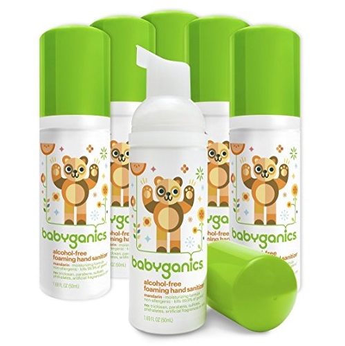 Babyganics Alcohol-Free Foaming Hand Sanitizer, Mandarin, On-The-Go, 50 ml (1.69-Ounce), Pump Bottle (Pack of 6), only $12.04, free shipping after clipping coupon and using SS