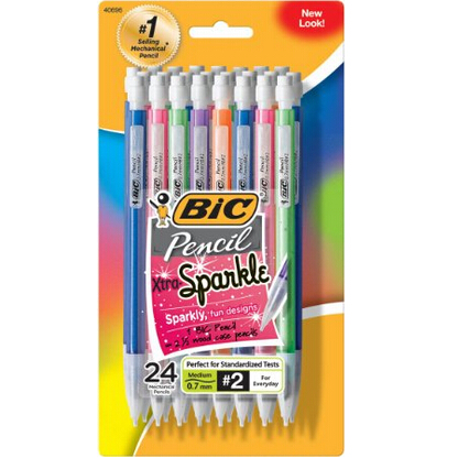 BIC Pencil Xtra Sparkle (colorful barrels), Medium Point (0.7 mm), 24-Count  $4.37